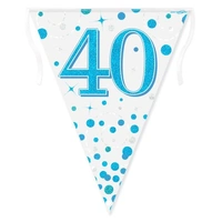 Sparkling Fizz Blue 40th Bunting (390cm) Pk 1