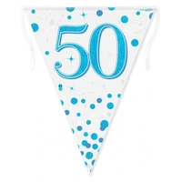 Sparkling Fizz Blue 50th Bunting (390cm) Pk 1