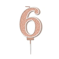 Sparkling #6 Rose Gold Fizz Numeral Candle 7.5cm Pack 1