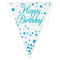 Sparkling Fizz Happy BIrthday Blue Flag Bunting (390cm) Pk 1