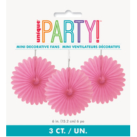 Decorative Fans Hot Pink 15cm (6") - Pk 3
