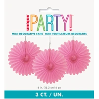 Decorative Fans Hot Pink 15cm (6") - Pk 3