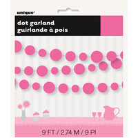 Dots Hot Pink Paper Garland 2.74m(9ft) L - Pk 1