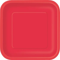 Ruby Red Square Paper Plates 18cm (7") - Pk 8