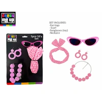 50's Pink Set - Includes Earrings, Scarf, Fake Sunglasses, Necklace