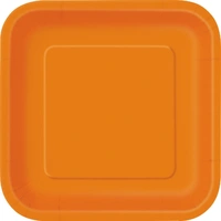 Pumpkin Orange Square Paper Plates (23cm) - Pk 16*