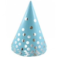 Kids Blue w/ Gold Dot Party Hats - Pk 6