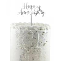 Happy Anniversary Silver Cake Topper