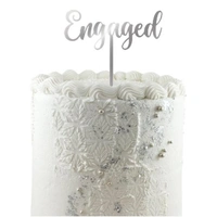 Engaged Silver Cake Topper