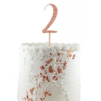 No. 2 Rose Gold Glitter Cake Topper