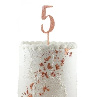 No. 5 Rose Gold Glitter Cake Topper