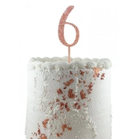 No. 6 Rose Gold Glitter Cake Topper