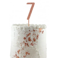 No. 7 Rose Gold Glitter Cake Topper