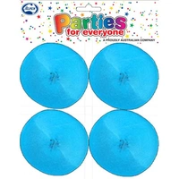 Azure Blue Crepe Paper Streamers - Pk 4