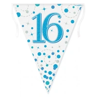 "16" White/Blue Sparkling Fizz Bunting (3.9M)