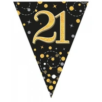 Sparkling Fizz Black/Gold 21 Bunting (3.9M)