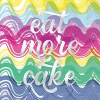 Eat More Cake Rainbow Cocktail Napkins - Pk 16*