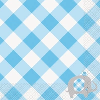 Blue Elephant Baby Shower Lunch Napkins - Pk 16