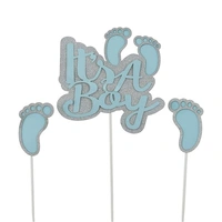 Blue On Silver Glitter It'S A Boy Cake Topper-10X20Cm