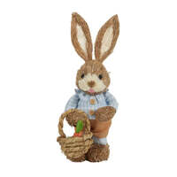 Percy Bunny with Basket, Straw, 13 x 33 cm, Blue