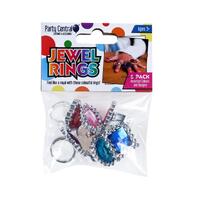 Jewel Rings 6pk - 6 Assorted Colours and Designs Per Pack - Plastic