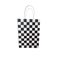 Black & White Checkered Paper Gift Bags (15x8x21cm) - PK 4