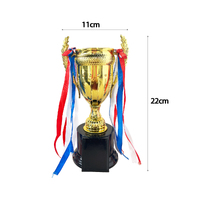 GOLD TROPHY CUP W/ RIBBONS (22cm)