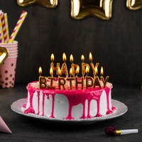 Gold Happy Birthday Letter Candles - PK 13