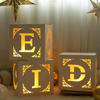 White/Gold EID Boxes W/ Light (30x30cm) - PK 3