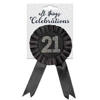 21st Birthday Black Rosette