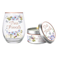 True Friends Stemless Glass and Candle Gift Set