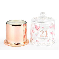 21st Birthday Paper Hearts Candle with Glass Cloche