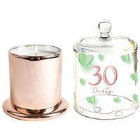 30th Birthday Paper Hearts Candle with Glass Cloche