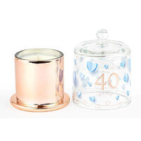40th Birthday Paper Hearts Candle with Glass Cloche