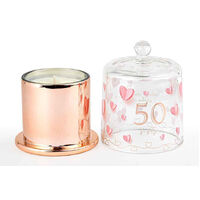 50th Birthday Paper Hearts Candle with Glass Cloche