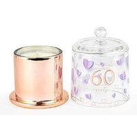 60th Birthday Paper Hearts Candle with Glass Cloche