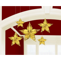 Glitz & Glam Metallic Gold Stars Hanging Decorations
