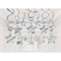 Shooting Stars Foil Mega Value Pack Swirl Decorations - Silver