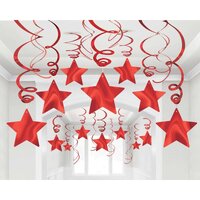 Shooting Stars Foil Mega Value Pack Swirl Decorations - Apple Red