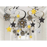 Glitz & Glam Hollywood Spiral Swirls Hanging Decorations Hot-Stamped - with 12cm & 17cm Cutouts