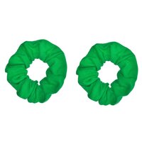 Vibrant Green Satin Hair Scrunchies - Pk 2
