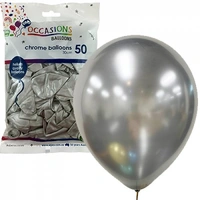 30cm Chrome Silver Latex Balloons - Pk 50