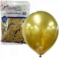 30cm Chrome Gold Latex Balloons - Pk 50