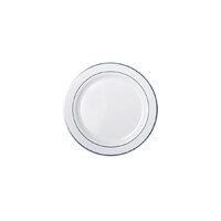 REUSABLE Heavy Duty Plastic Lunch Plate w/ Silver Lining (19cm) - Pk 6