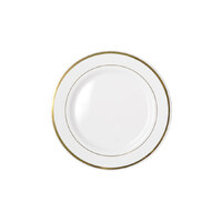 REUSABLE Heavy Duty Plastic Dinner Plate w/ Gold Lining (26cm) - Pk 6