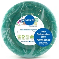 Reusable Green Plastic Dinner Plates (230 mm) - Pk 20