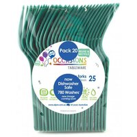 Reusable Green Plastic Forks - Pk 20