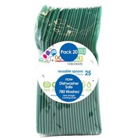 Reusable Green Plastic Spoons - Pk 20