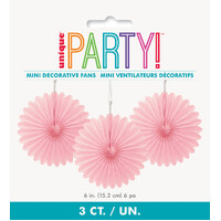 Light Pink Decorative Fans (15 cm) - Pk 3