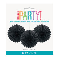 Black Decorative Fans (15 cm) - Pk 3